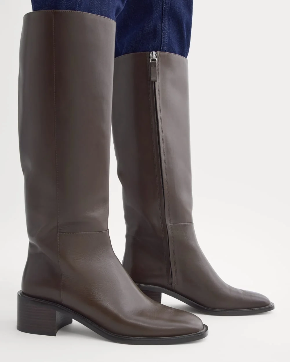 Leather Knee-High City Boot | Deep Brown (2)
