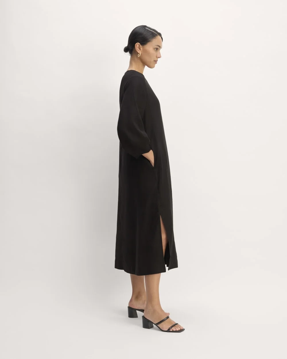 The Linen A-Line Midi Dress | Black