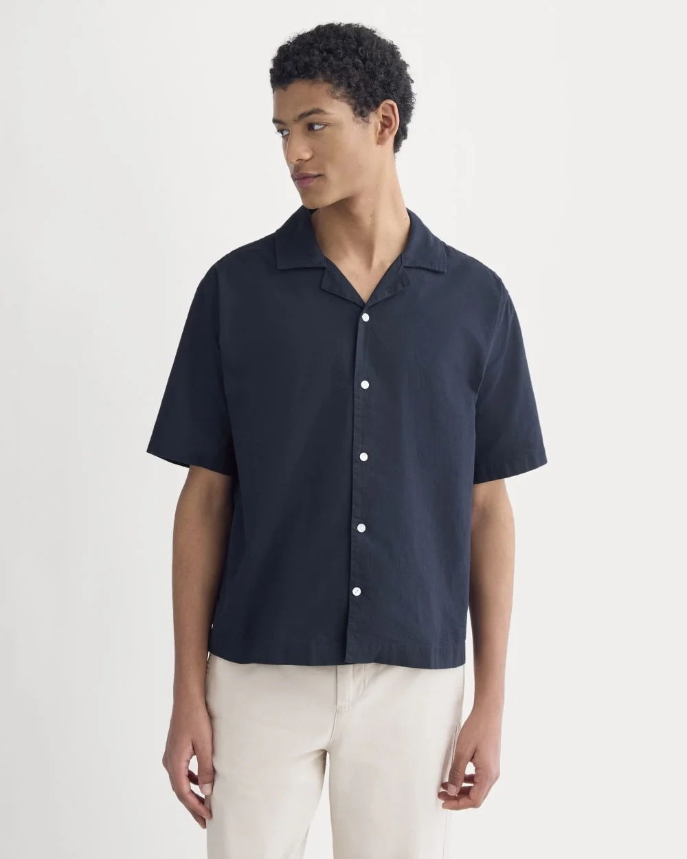 Cropped Resort Shirt | Navy (2)