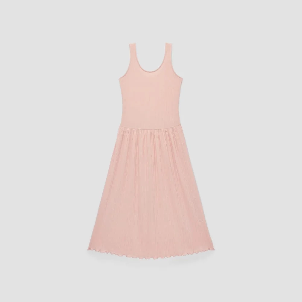 The Rib Soft Knit Scoop-Neck Dress | Petal Pink (3)