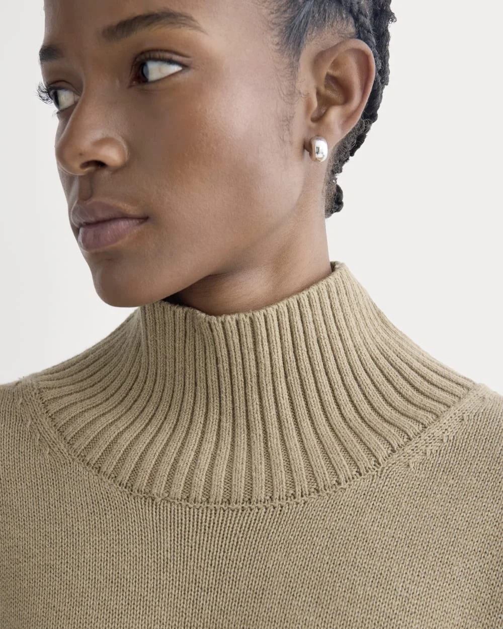 The Boxy Turtleneck in Everyday Cotton | Dark Heathered Camel (3)