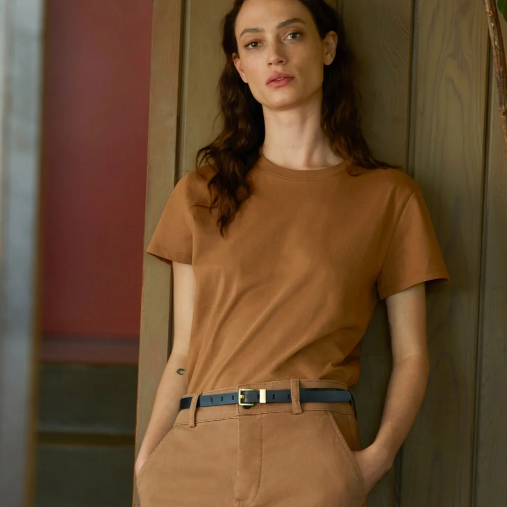 The Box-Cut Tee in Essential Cotton | Toasted Coconut | No Pocket (3)
