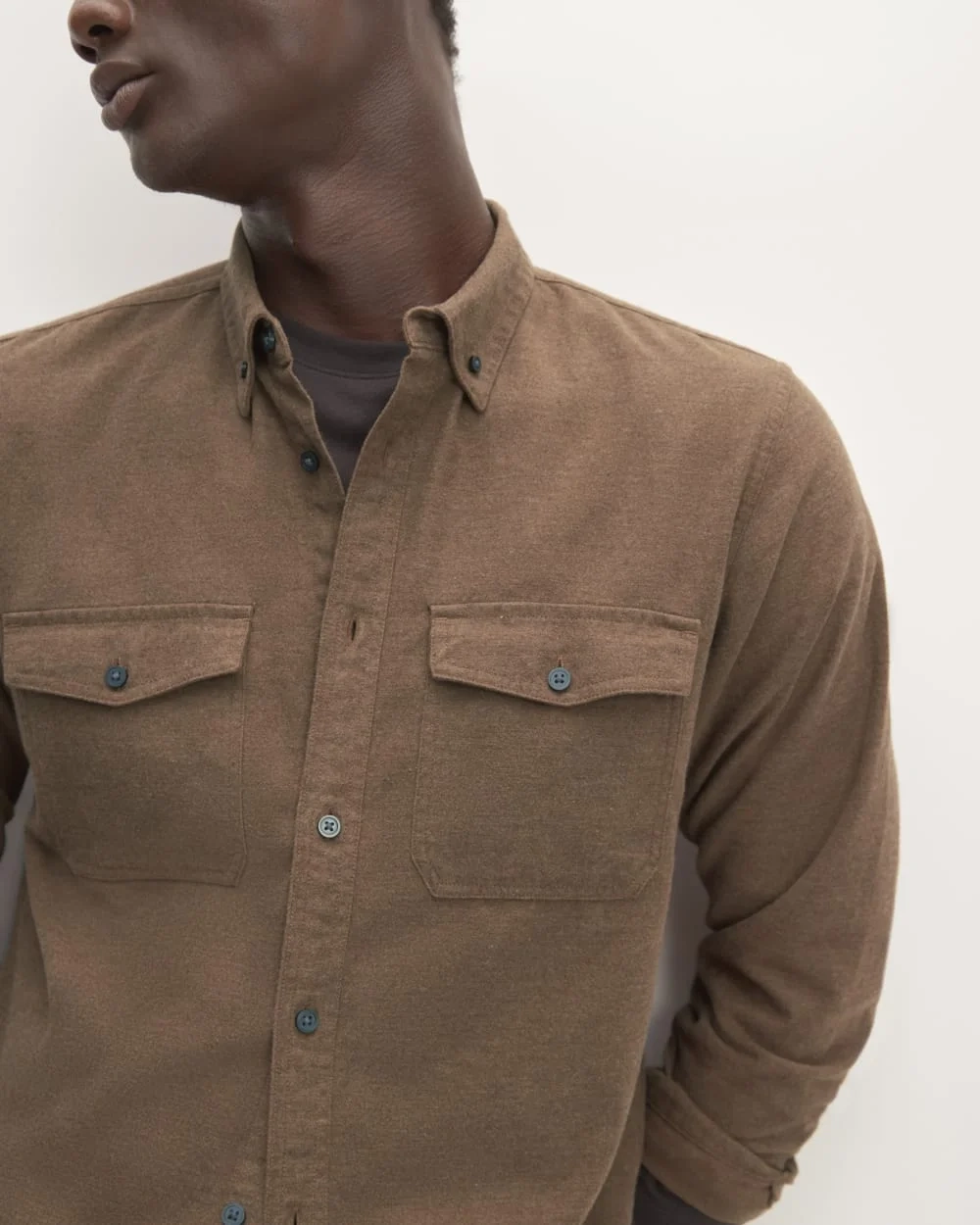 The Brushed Flannel Shirt | Heathered Cocoa Brown (4)