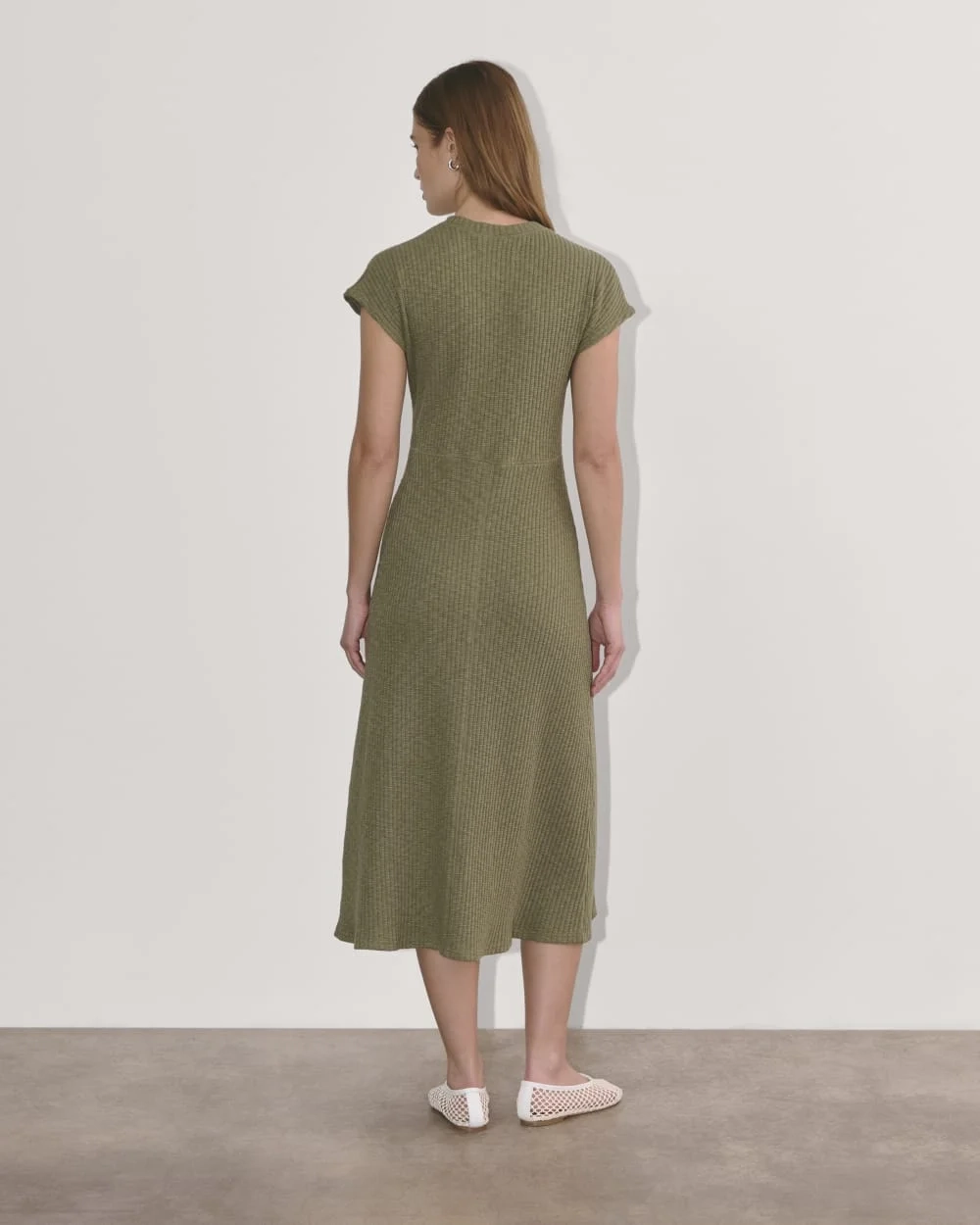 The Rib-Knit Cap-Sleeve Midi Dress | Kalamata (3)