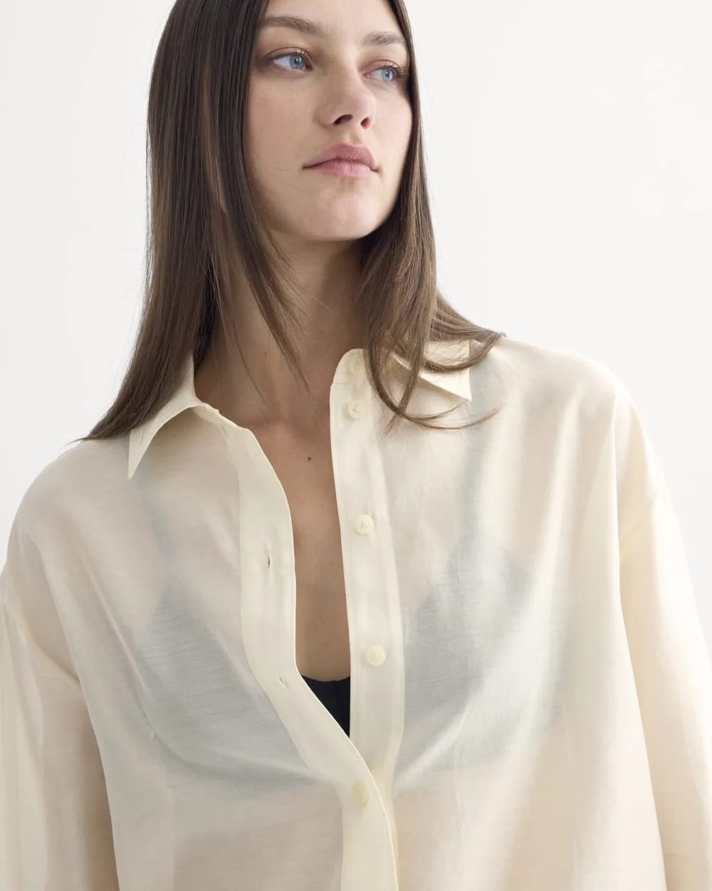 Oversized Shirt in Cotton-Silk Organza | Parchment (4)