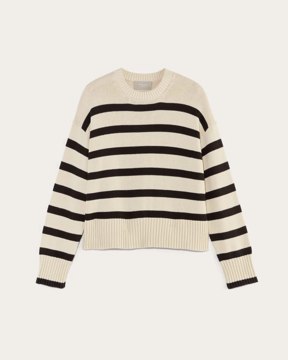 The Boxy Sweater in Everyday Cotton | Canvas / Black (3)