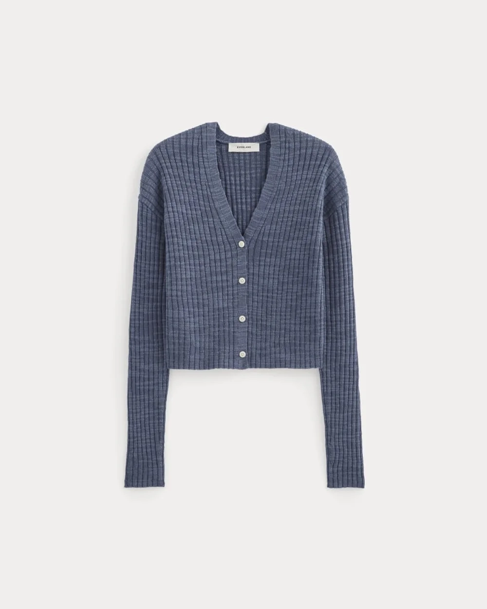 The Ribbed Cardigan in Cotton Linen | Indigo (2)