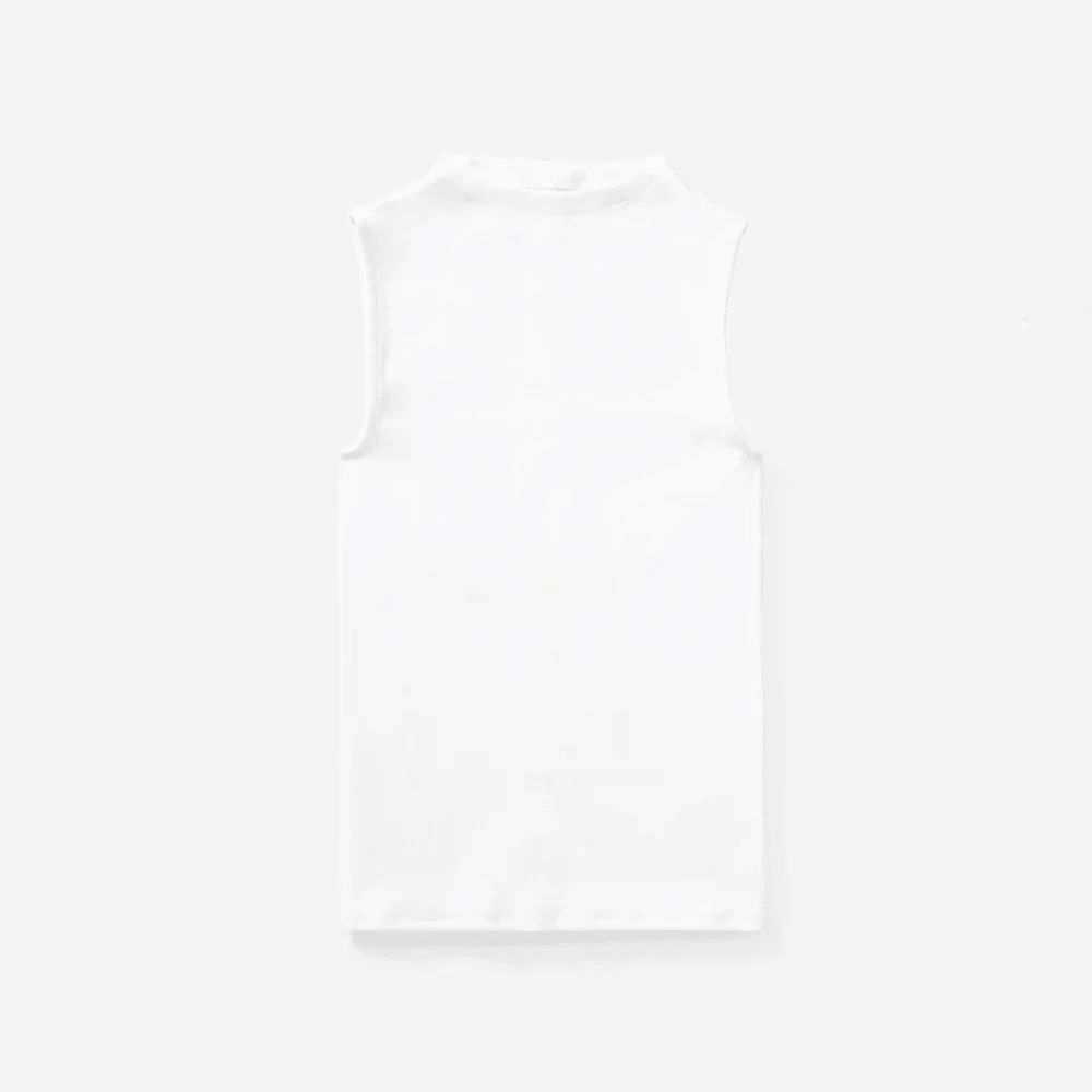 The Pima Micro-Rib Funnel-Neck Tank | White