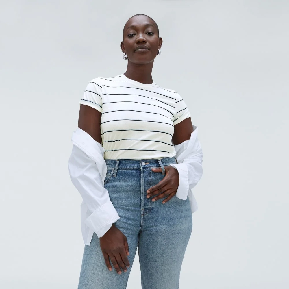 The Organic Cotton Crew Tee |  Navy / White (2)