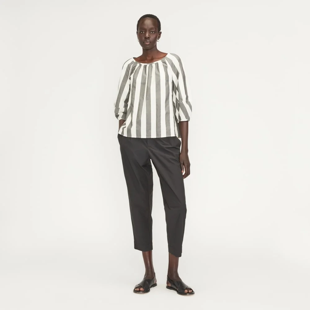 The Poplin Scoop-Neck Top | Bone / Black (2)