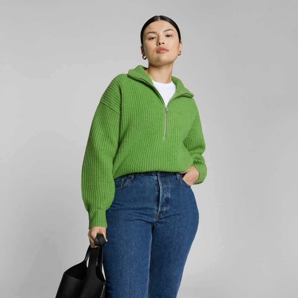 The Half-Zip Sweater in Luxe Merino | Salted Lime (4)