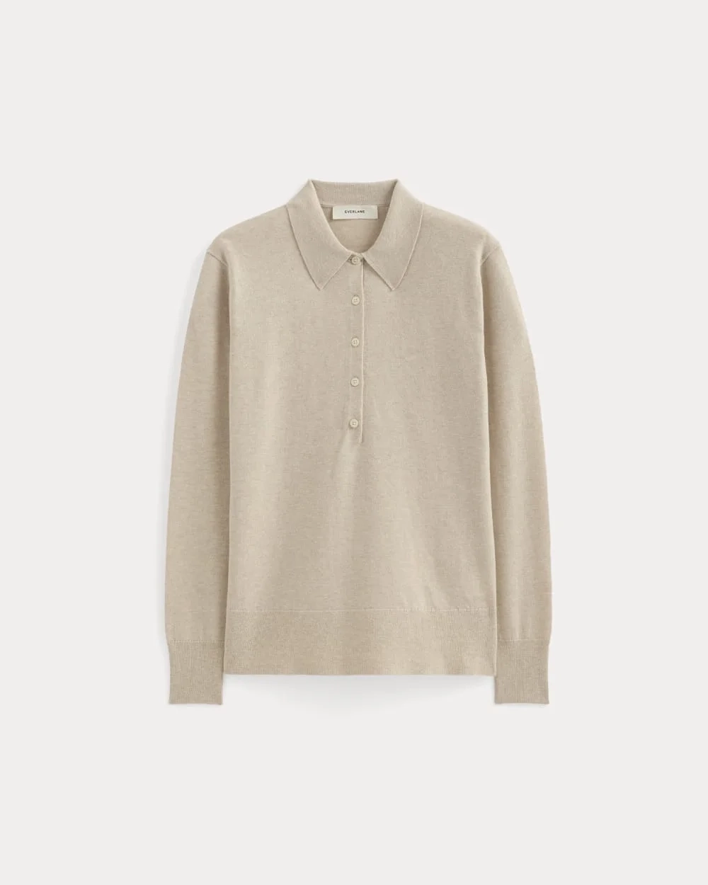 Oversized Polo Sweater in Cotton Merino | Heather Barley (4)