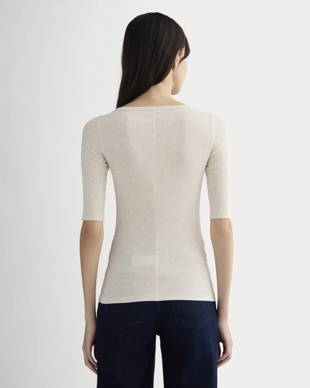 The Luxe Rib Scoop-Neck Tee | Heathered Oat (4)