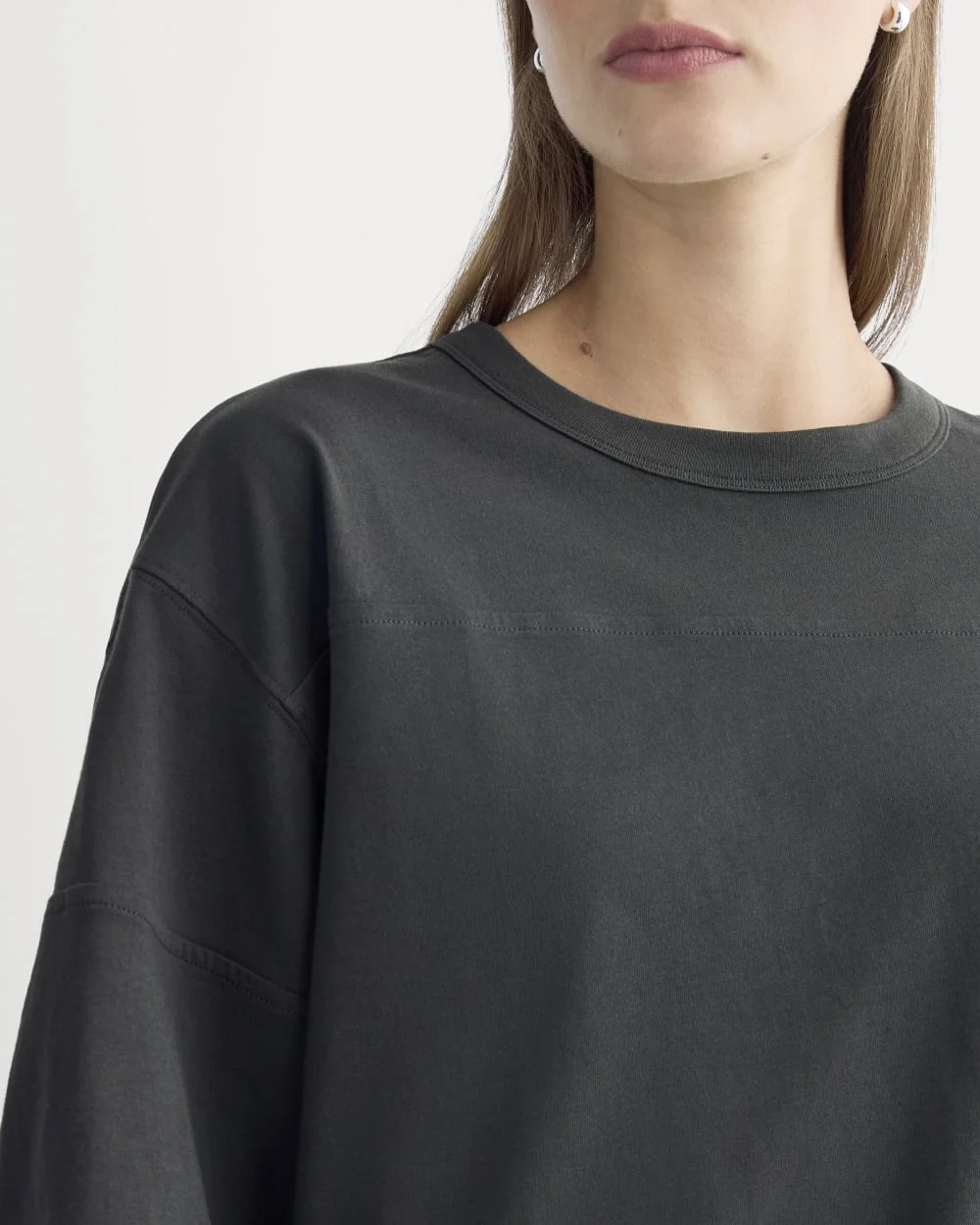 Oversized Varsity Tee in Essential Cotton | Washed Black (2)