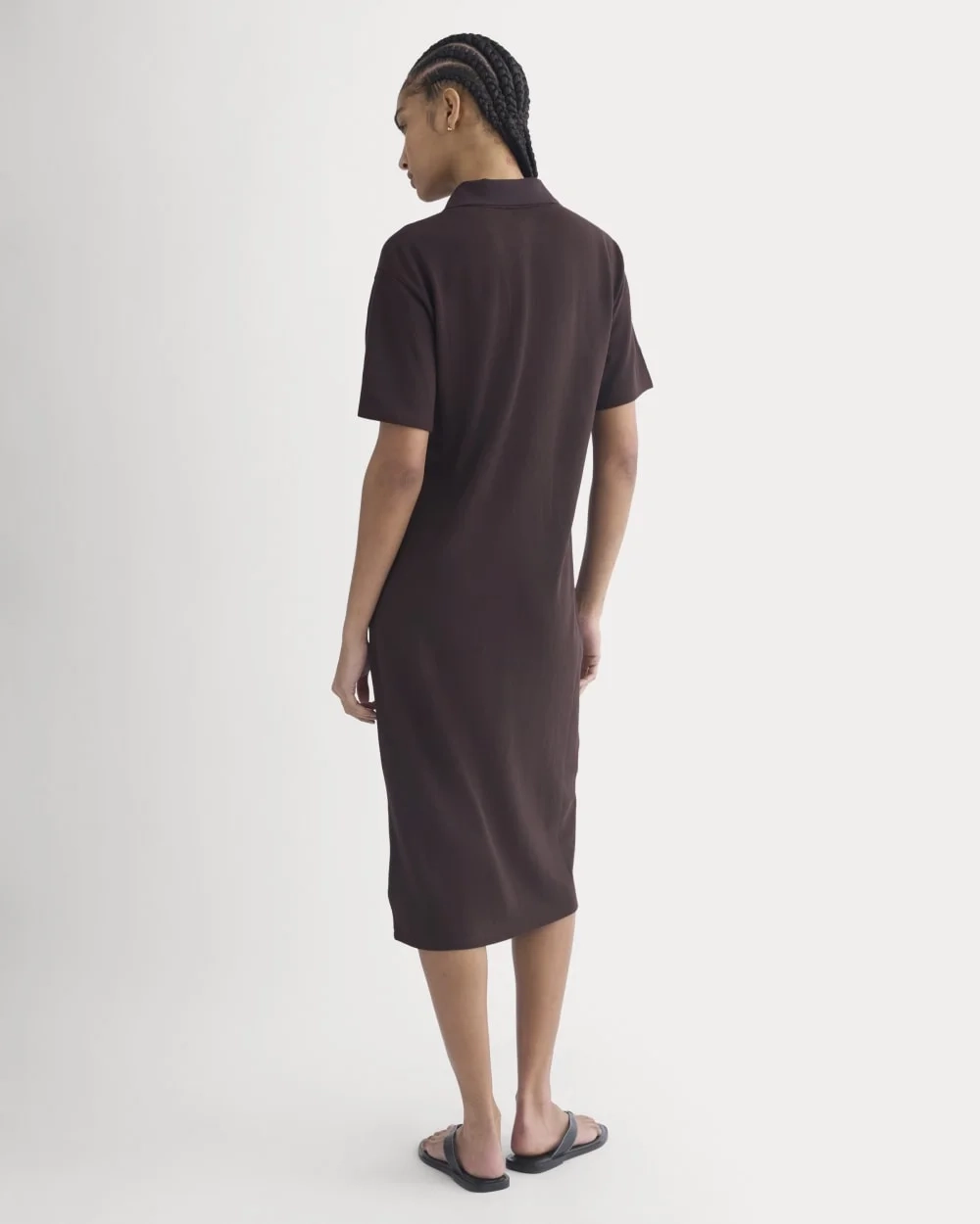 Pique Polo Short-Sleeve Dress | Dark Chocolate (3)