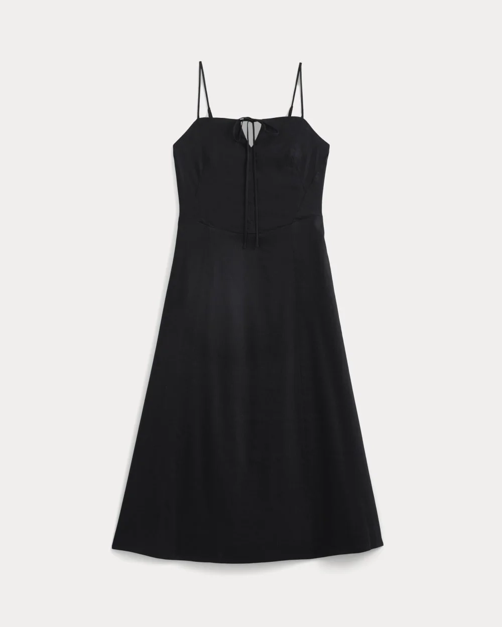 Tie-Neck Dress in Stretch Linen | Black (2)