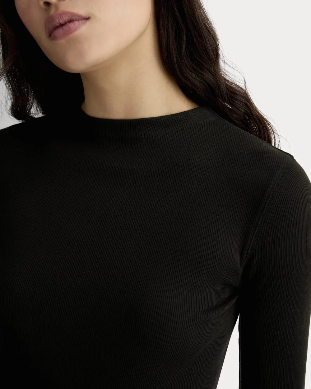 The Luxe Rib Funnel-Neck Tee | Black (4)