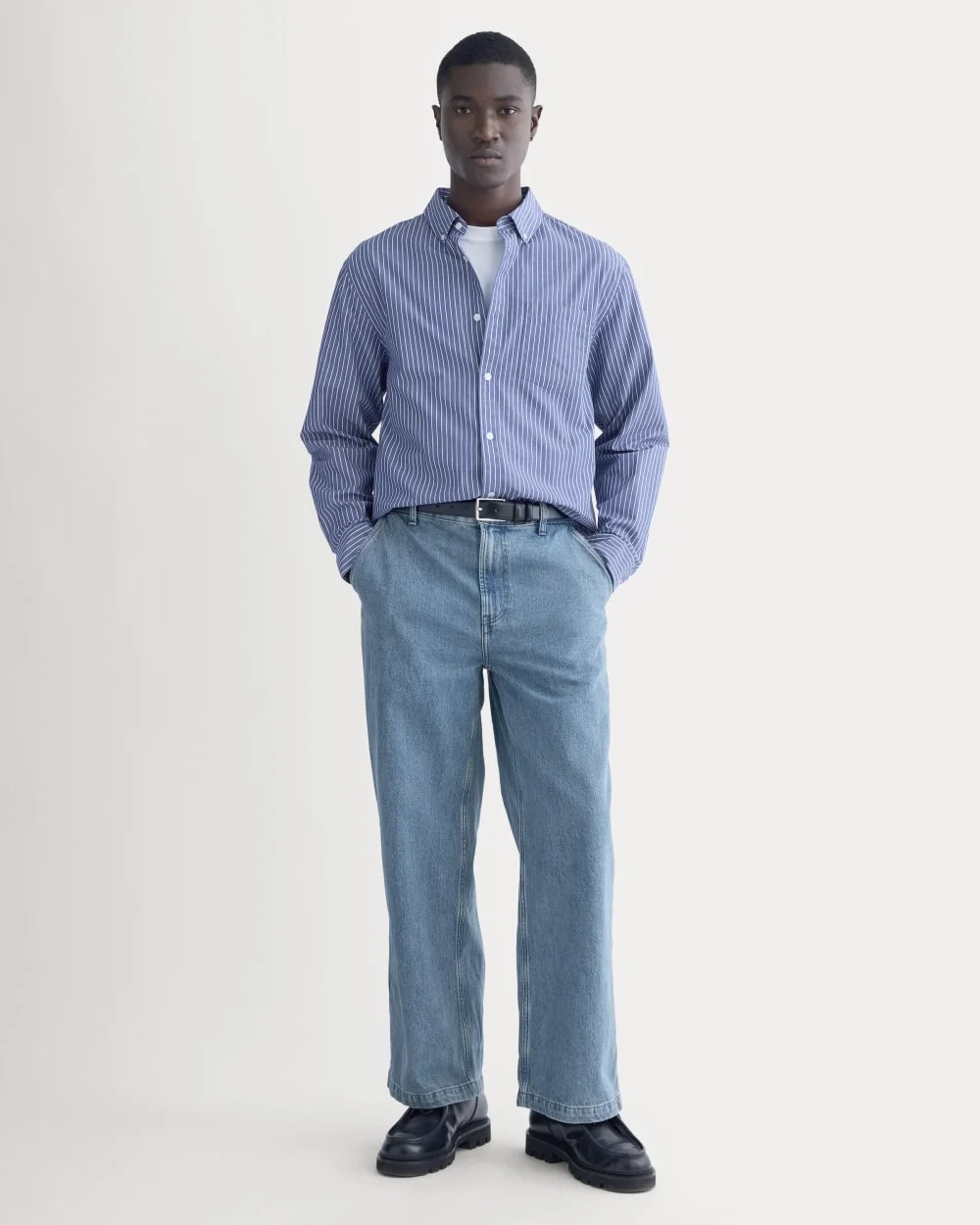 Washed Poplin Shirt | Mazarine Blue / Optic White (4)