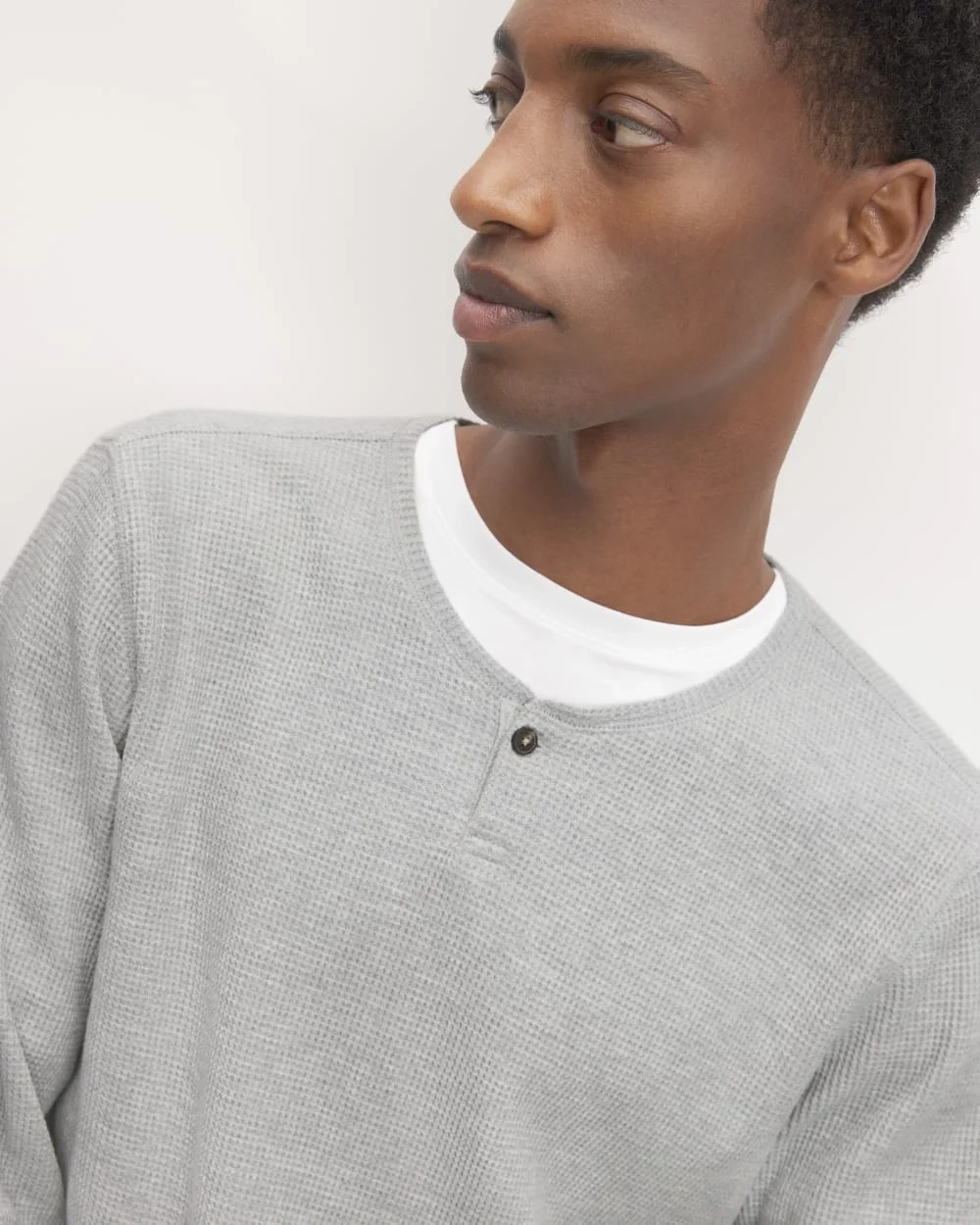 The Waffle Long-Sleeve Henley | Light Grey Donegal (2)
