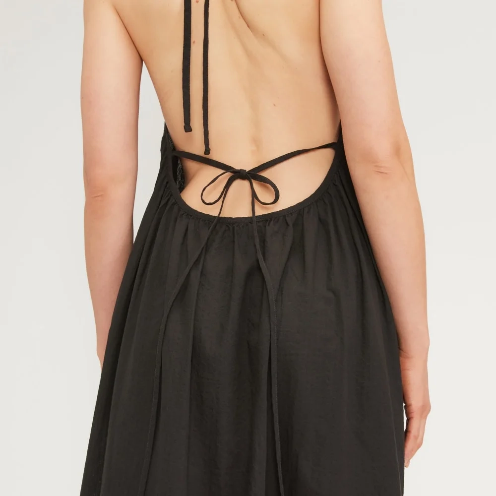 The Tie-Back Halter Dress | Black (2)