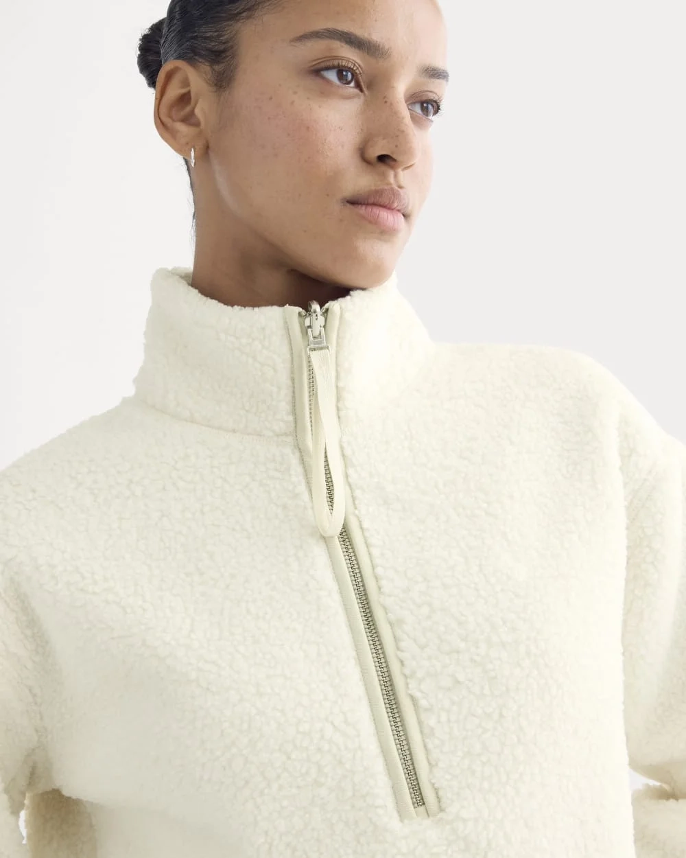 Reversible Teddy Half-Zip Pullover | Bone/Birch (3)