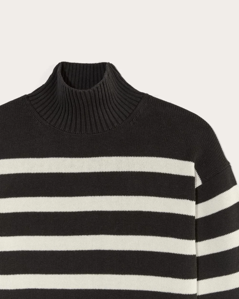 The Boxy Turtleneck in Everyday Cotton | Black / Canvas (2)