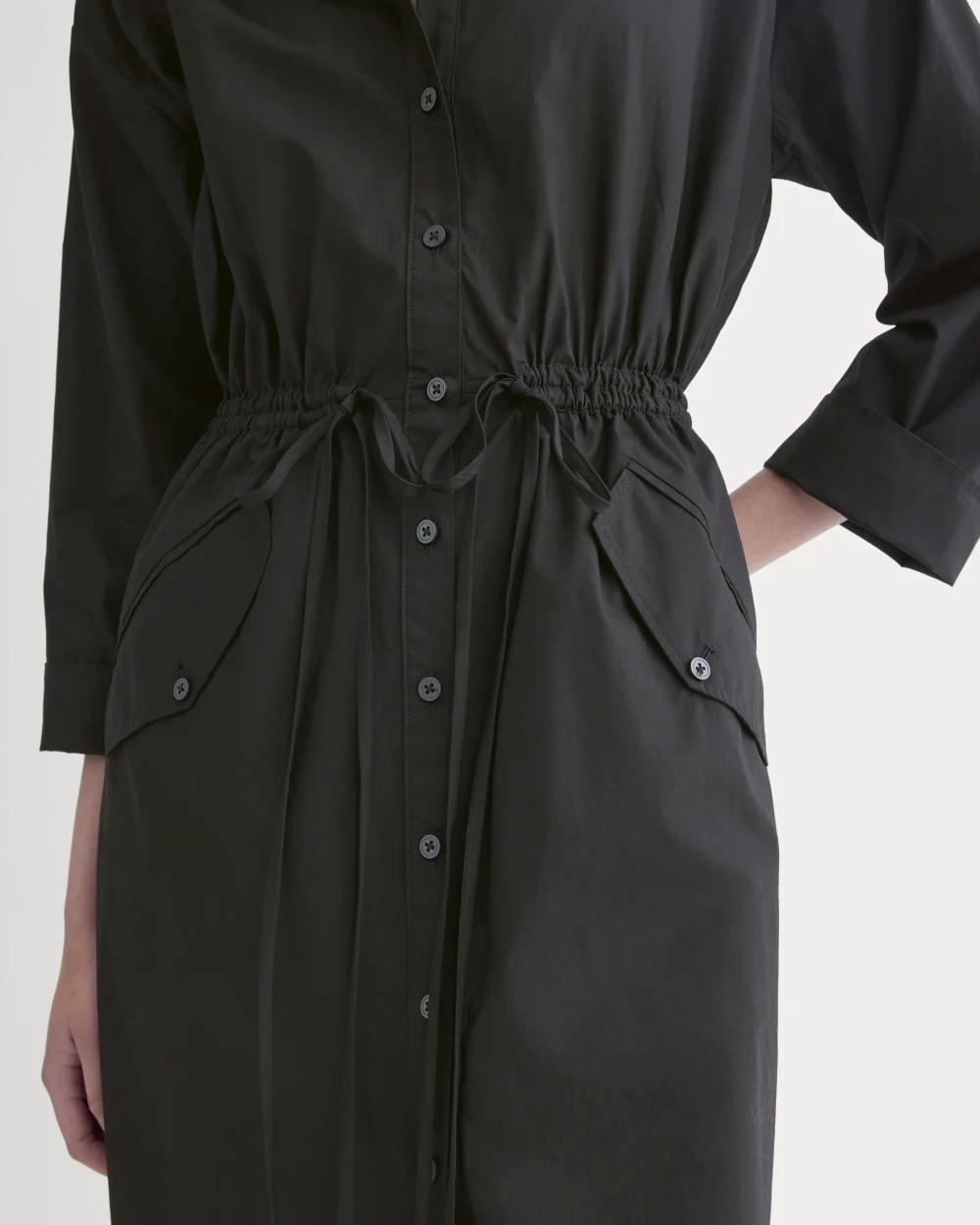 The Drawcord Shirtdress in Ultrasoft Cotton | Black (2)