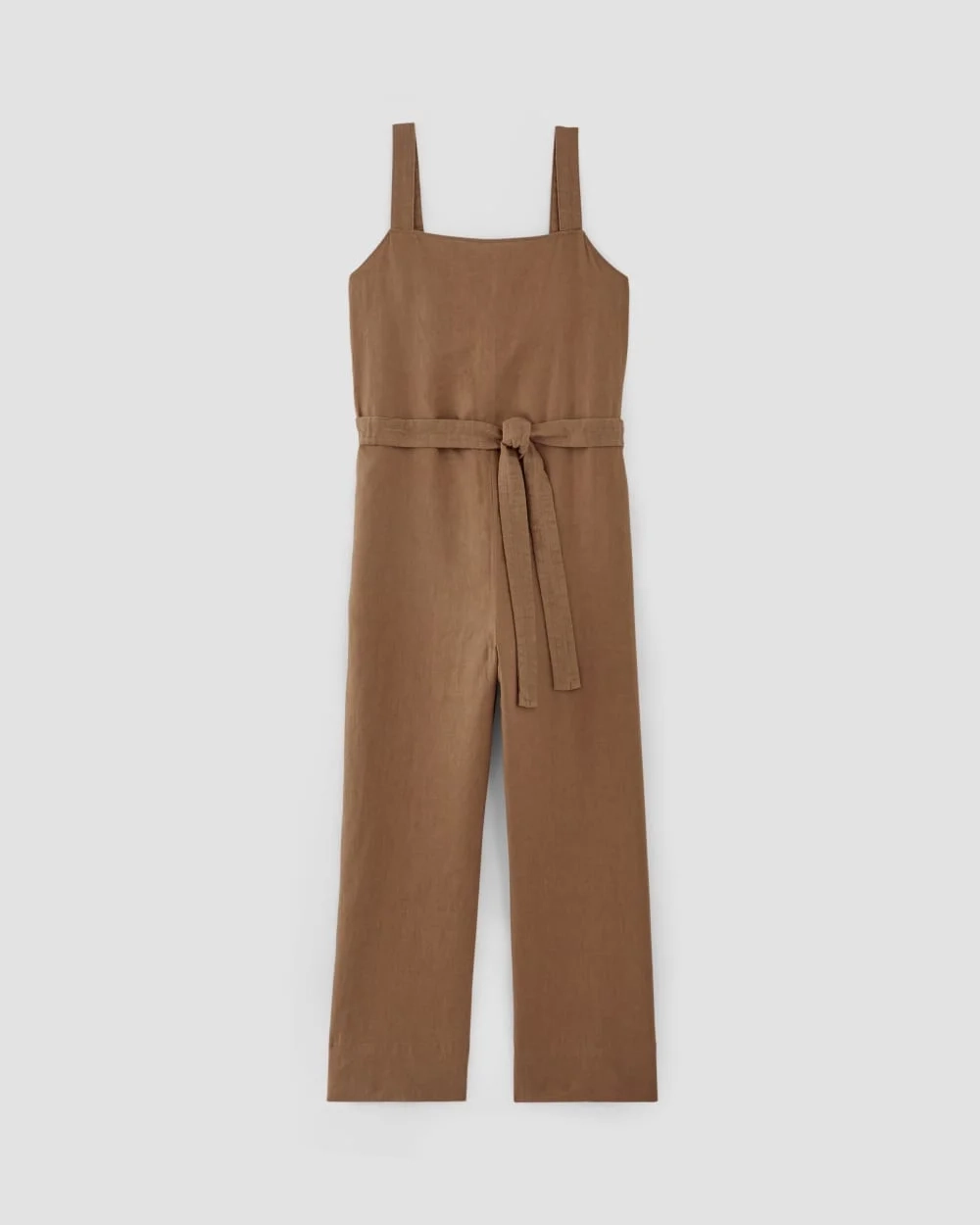 The Linen Side-Button Jumpsuit | Carob Brown (2)