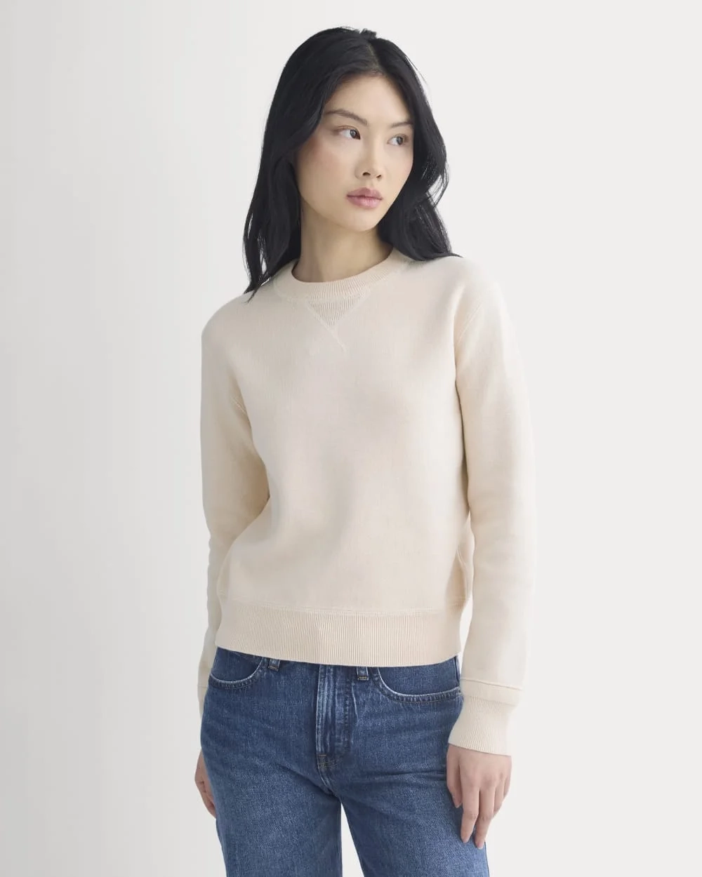 Double Knit Crew in Cotton Merino | Bone/Cream/Sand/Light Camel
