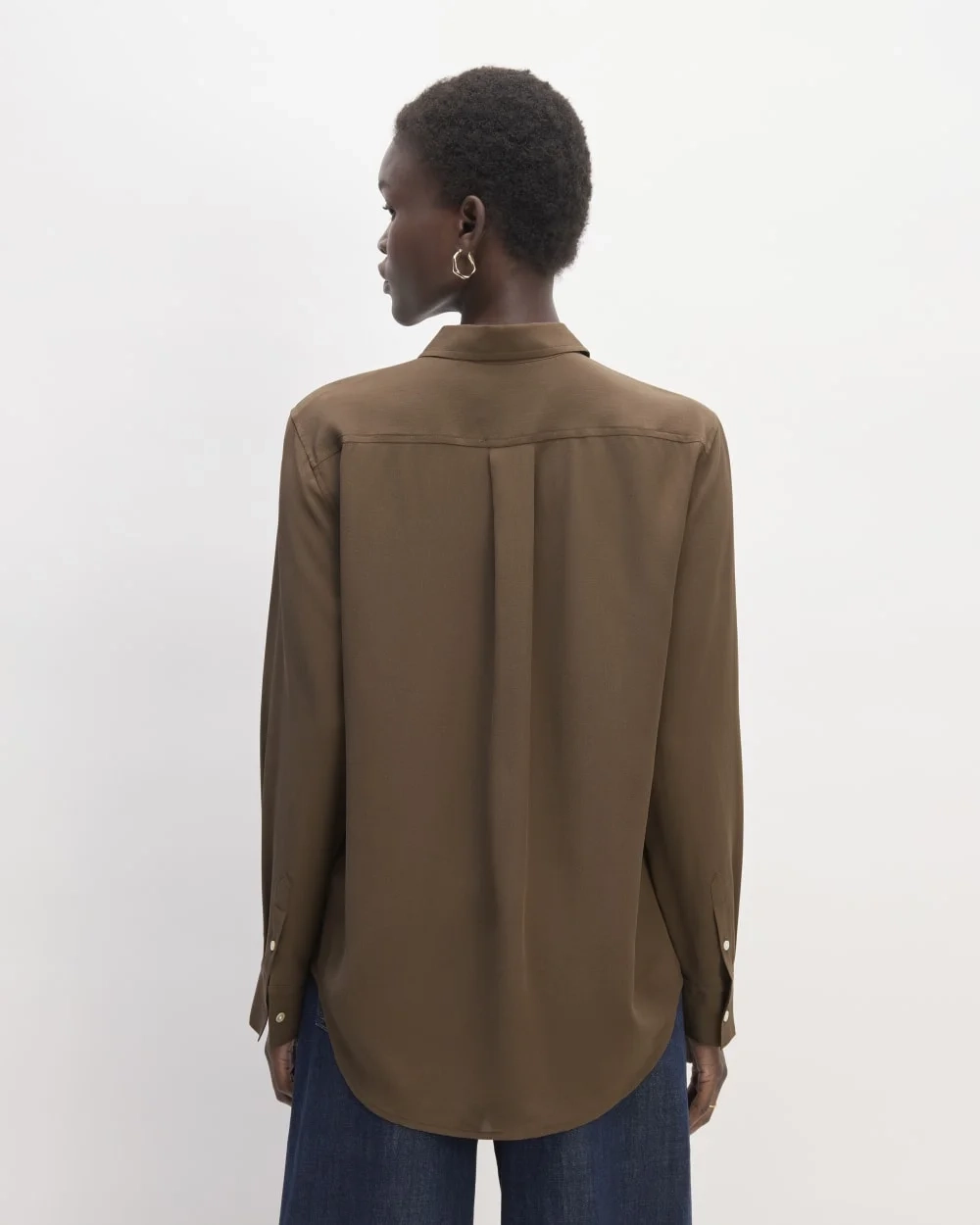 The Utility Shirt in Washable Silk | Cocoa (3)