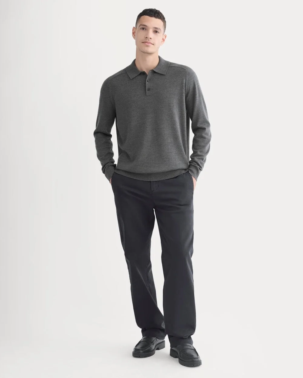 Ultrasoft Polo Sweater | Heather Mid Charcoal (2)