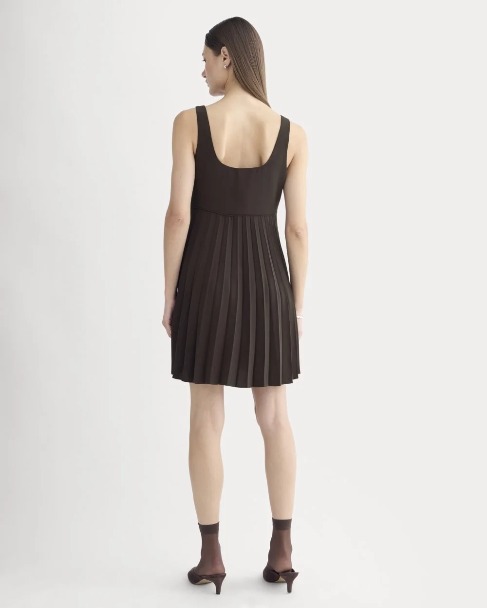 Drapey Crepe Mini Dress | Dark Chocolate (2)