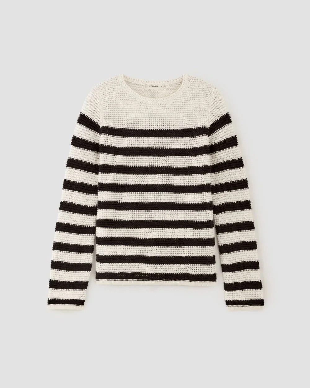 The Organic Cotton Open-Stitch Crew | Black / Bone (2)