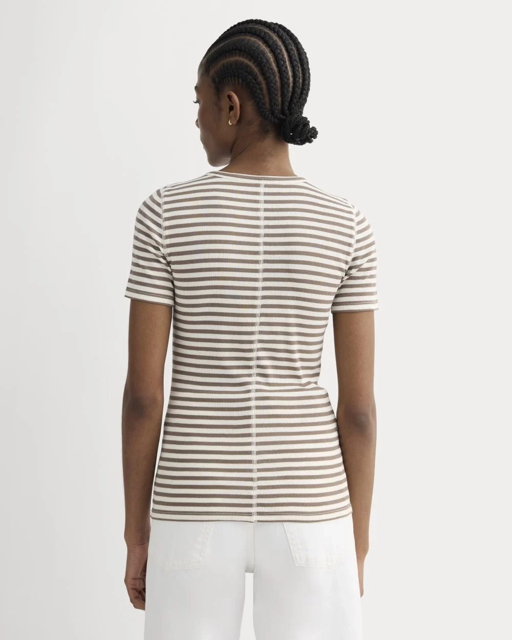The Luxe Rib Crew | Bone / Deep Taupe (2)