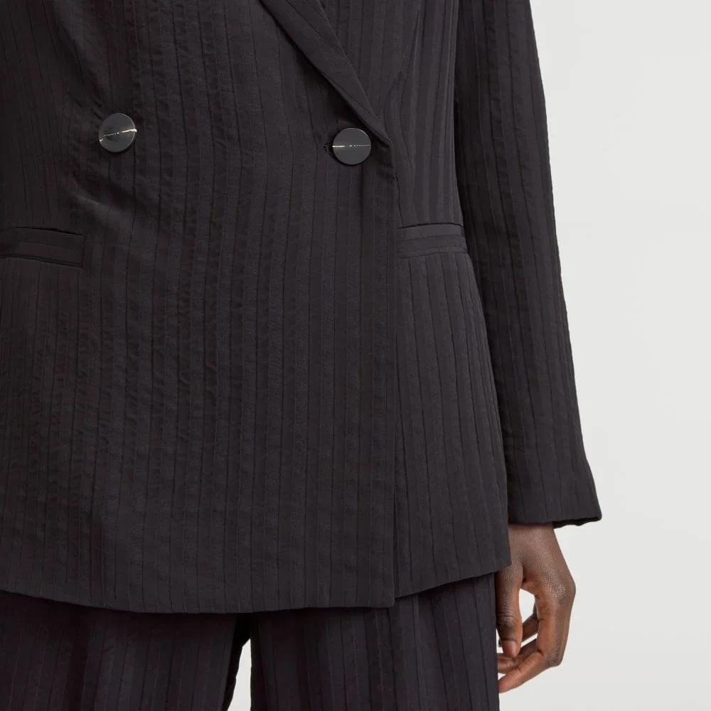 The Drapey City Stripe Blazer | Black (3)