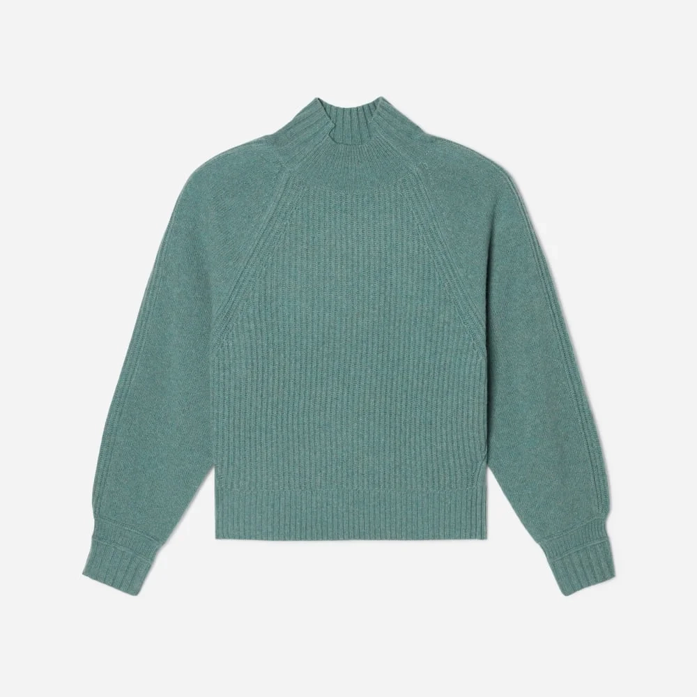 The Cashmere Ribbed Turtleneck | Heathered Dusty Aqua (3)