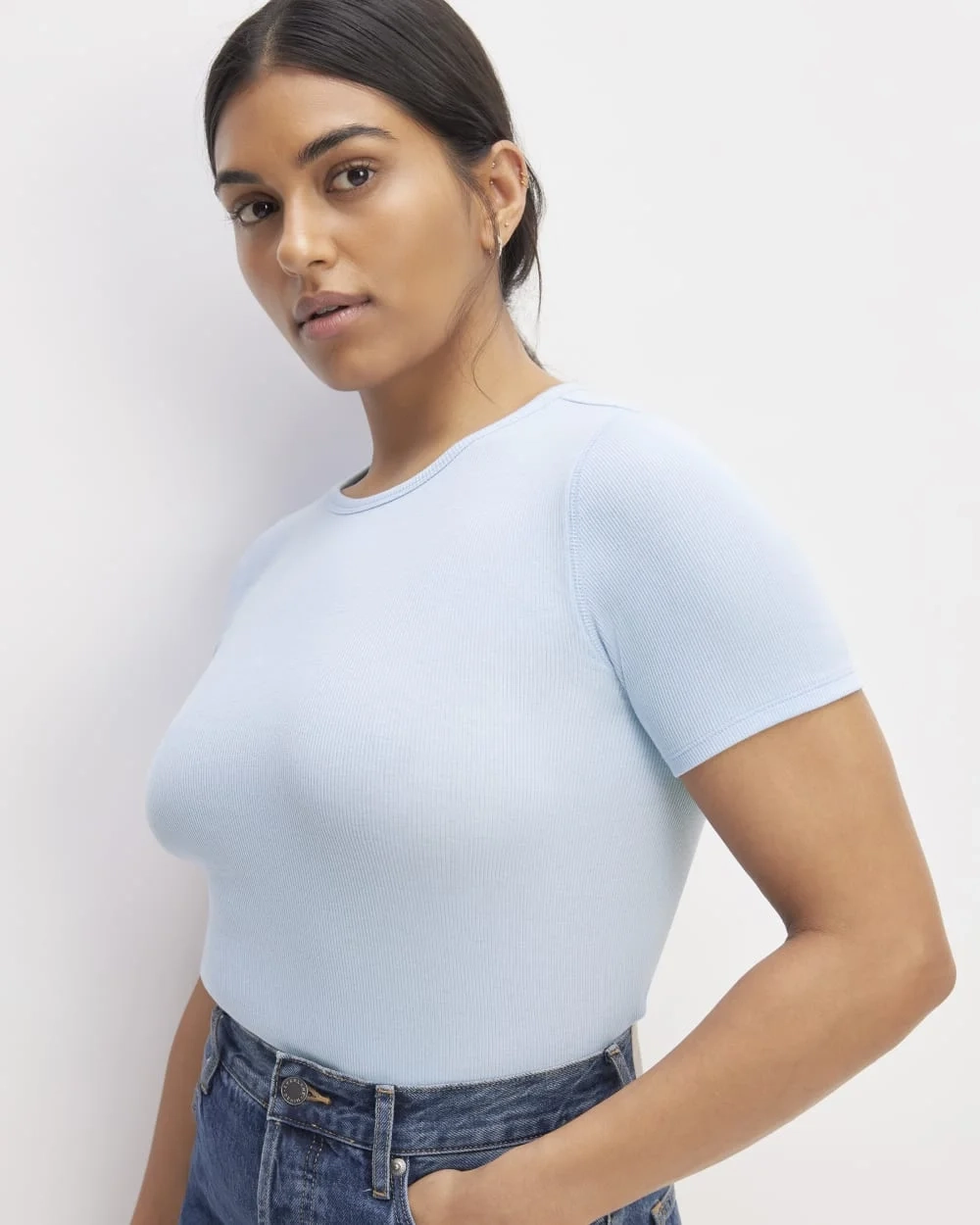 The Luxe Rib Crew | Chambray Blue (2)