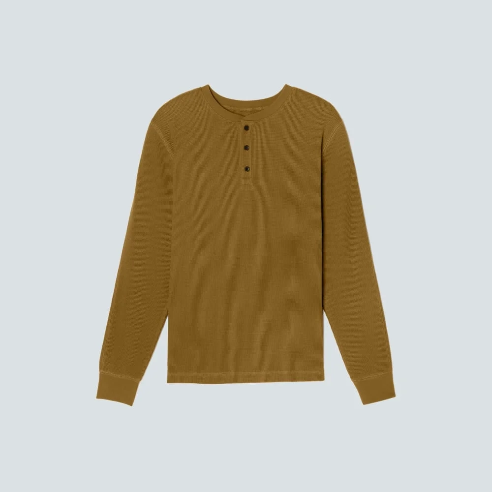 The Waffle Long-Sleeve Henley Tee | Tapenade (3)