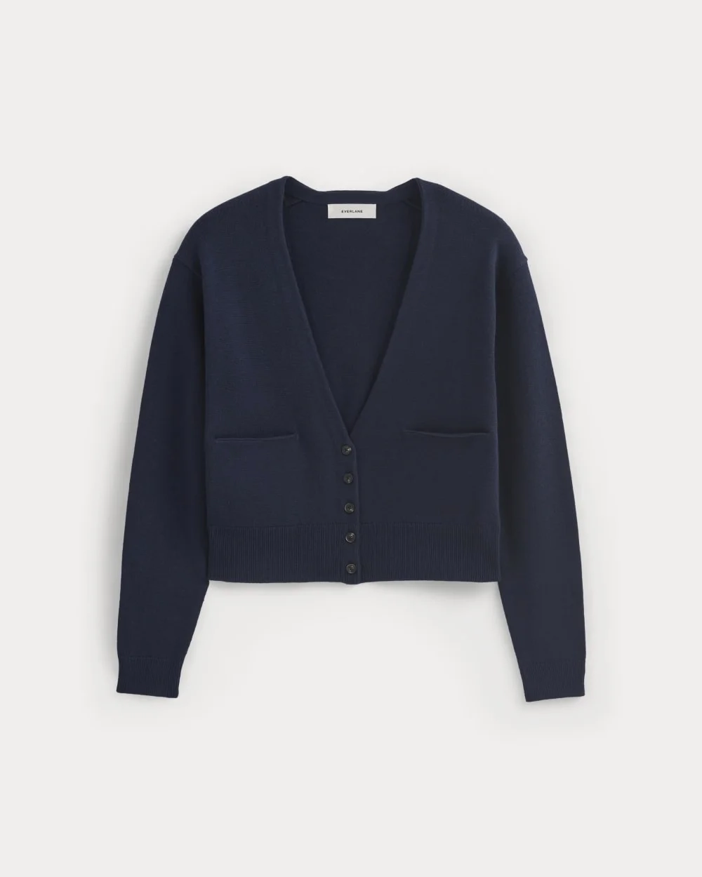 Deep V-Neck Cardigan in Cotton Merino | Navy (3)