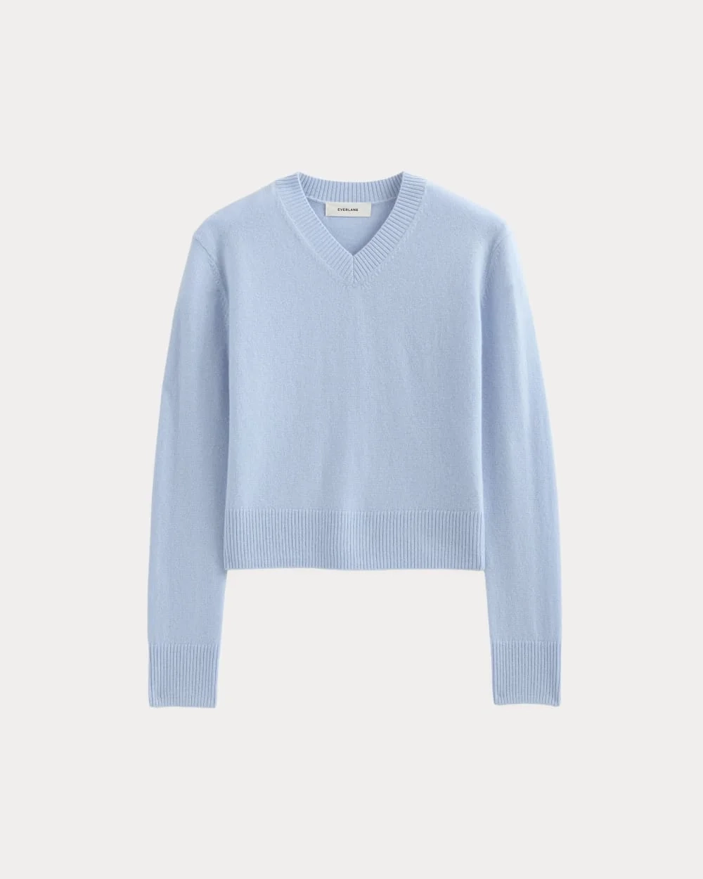 Cashmere Cropped High-V Sweater | Open Air Blue (3)
