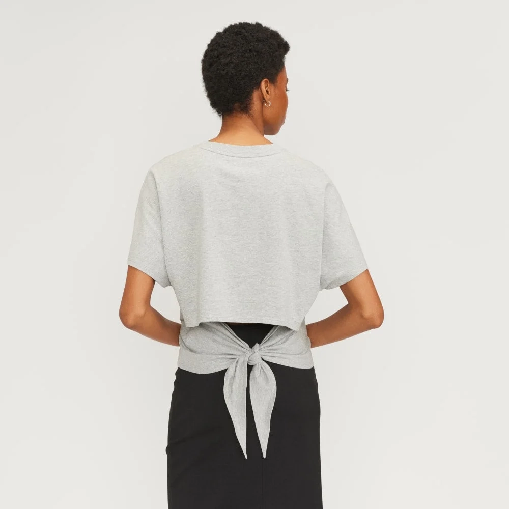 The Organic Cotton Tie Back Tee | Heather Grey (3)