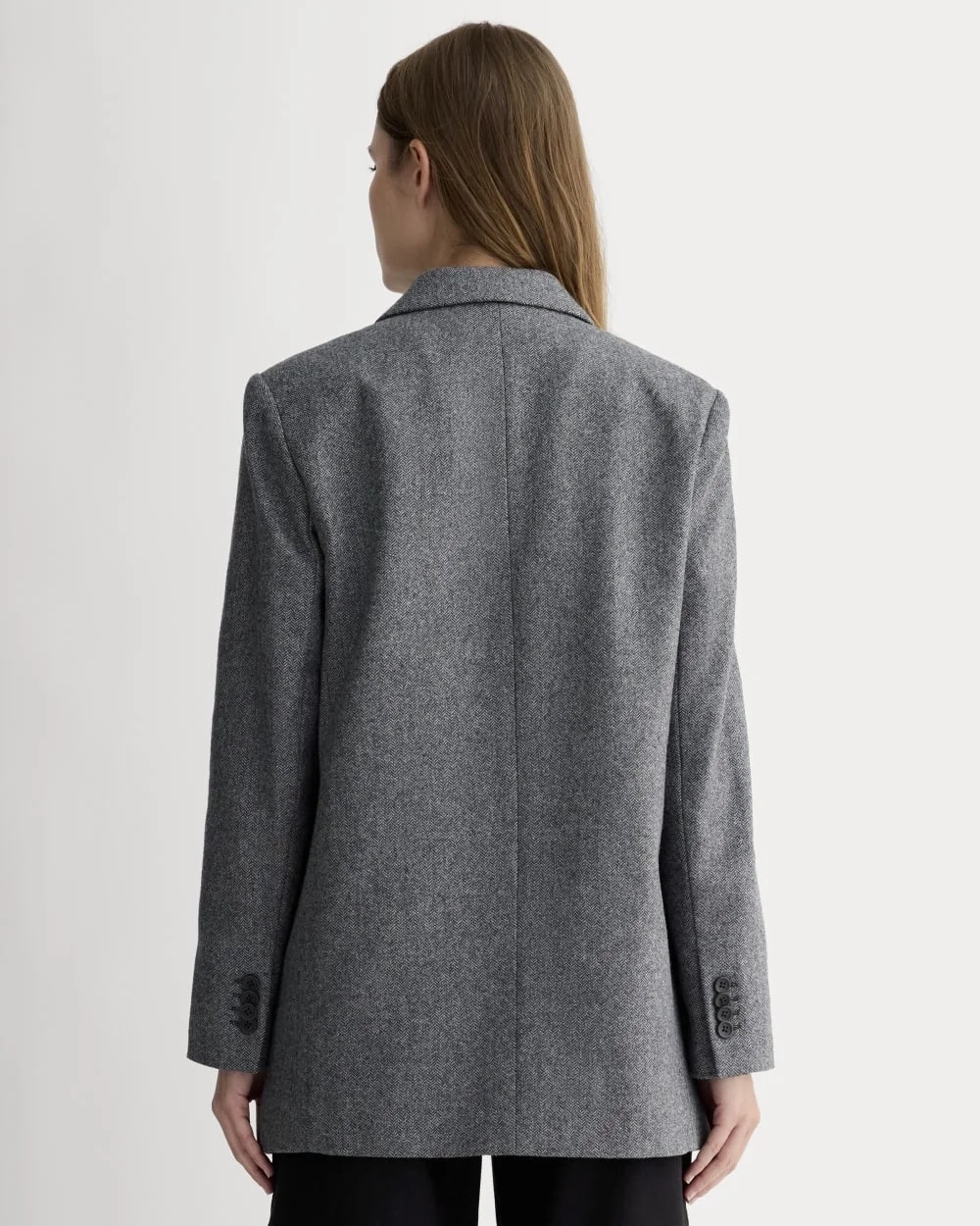 The Oversized Blazer in Wool | Grey Herringbone (2)