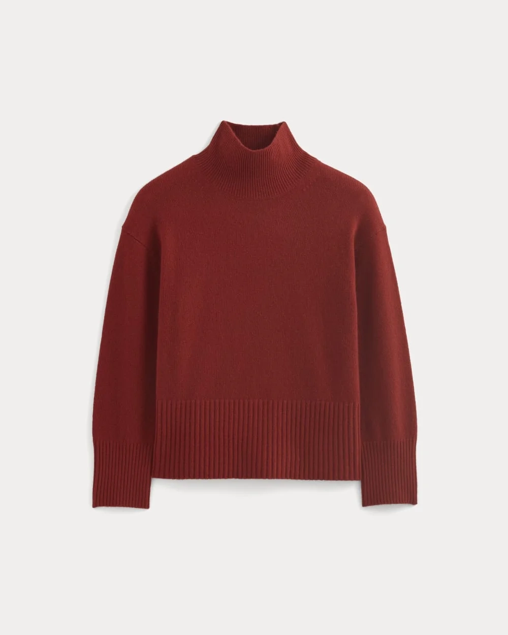 The Boxy Turtleneck in Cashmere | Berry Red (3)