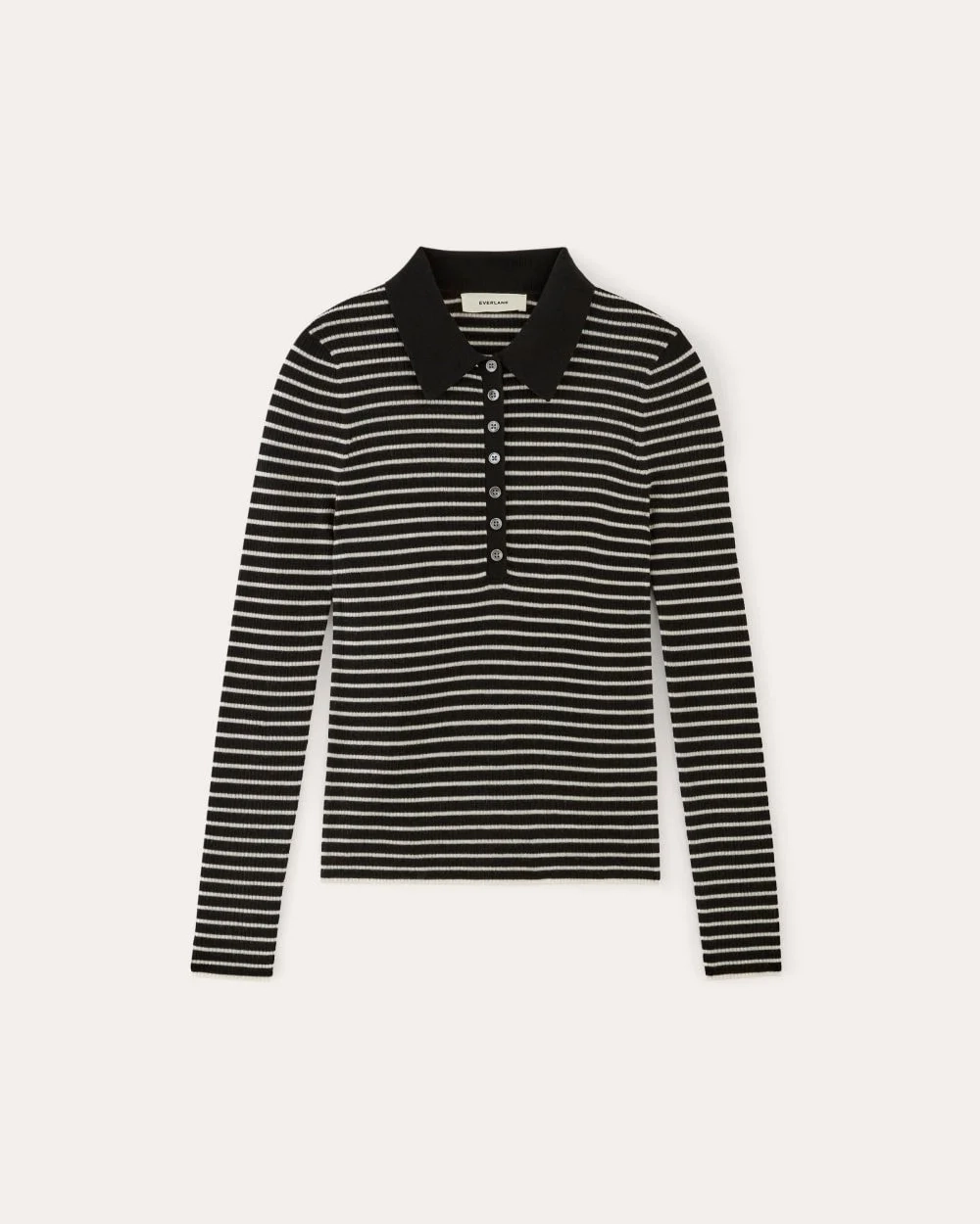 The Polo in Ultrasoft Merino | Black / Bone (2)