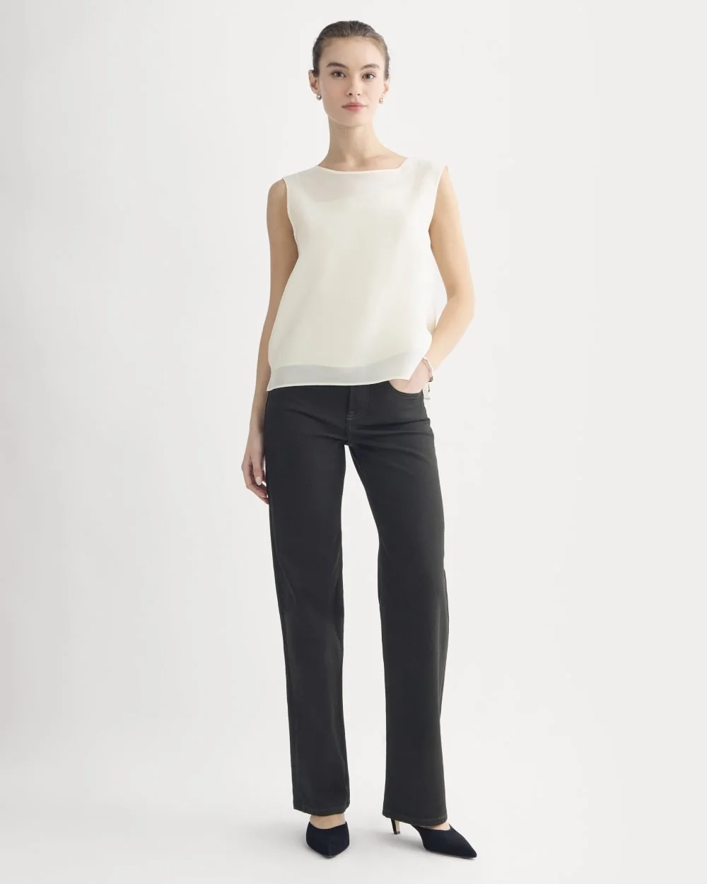 Sleeveless Top in Cotton-Silk Organza | Parchment (4)