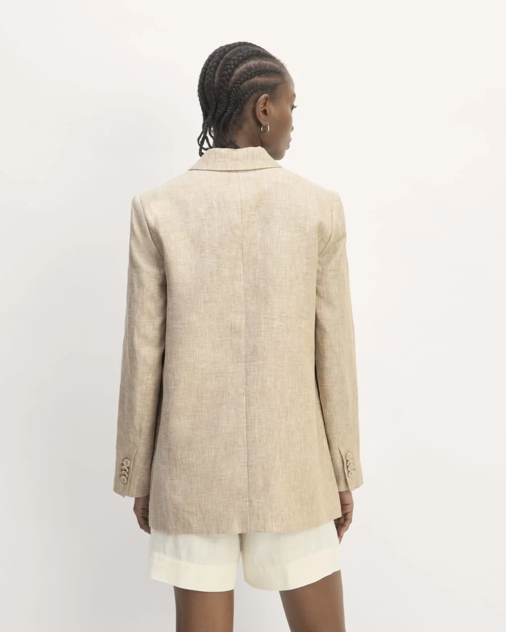 The Oversized Blazer in Linen | Cornstalk Chambray (5)