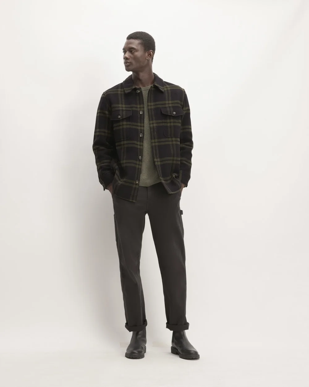 The ReWool® Oversized Shirt Jacket | Black / Olive (3)