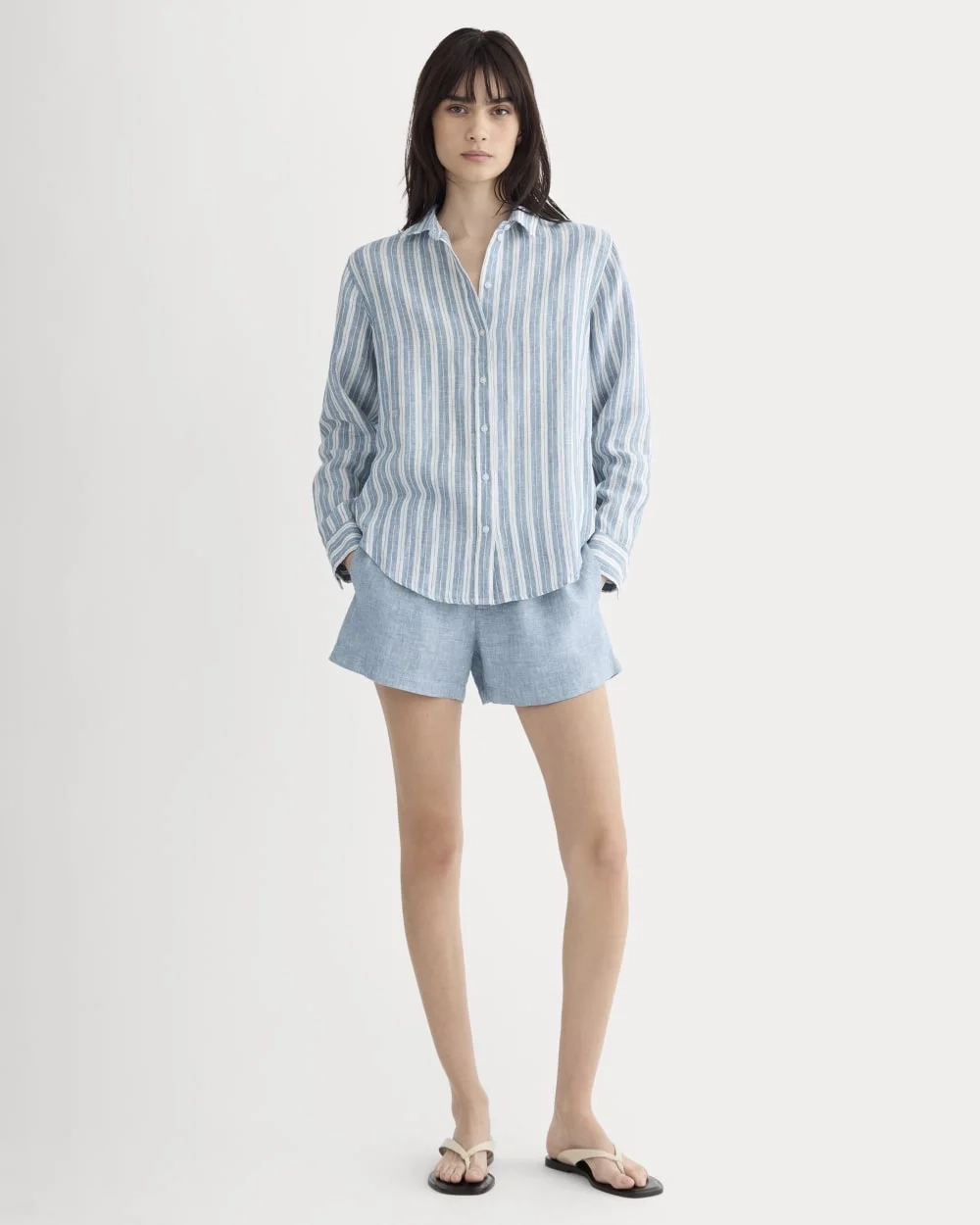 The Must-Have Shirt in Linen | Soft Cobalt/Bone (2)