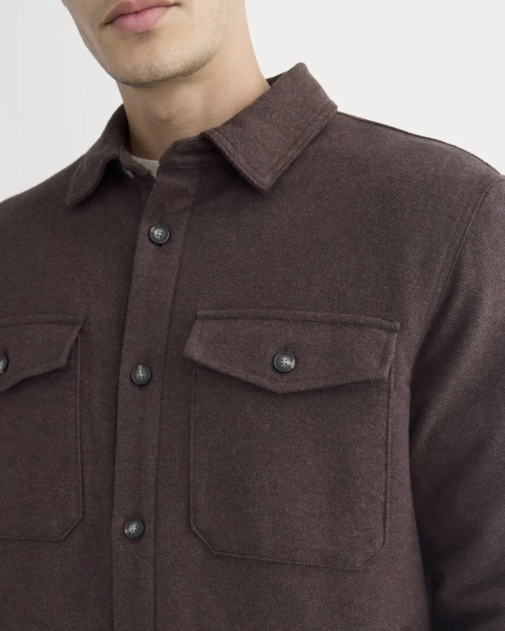 Heavyweight Waffle Twill Overshirt | Heather Earth Brown (3)