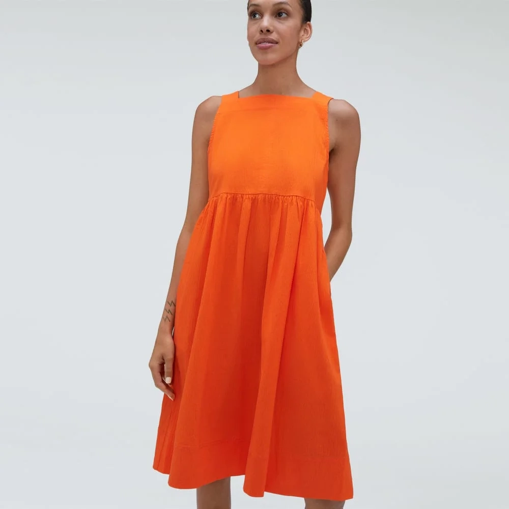 The Seersucker Midi Dress | Bright Orange (3)